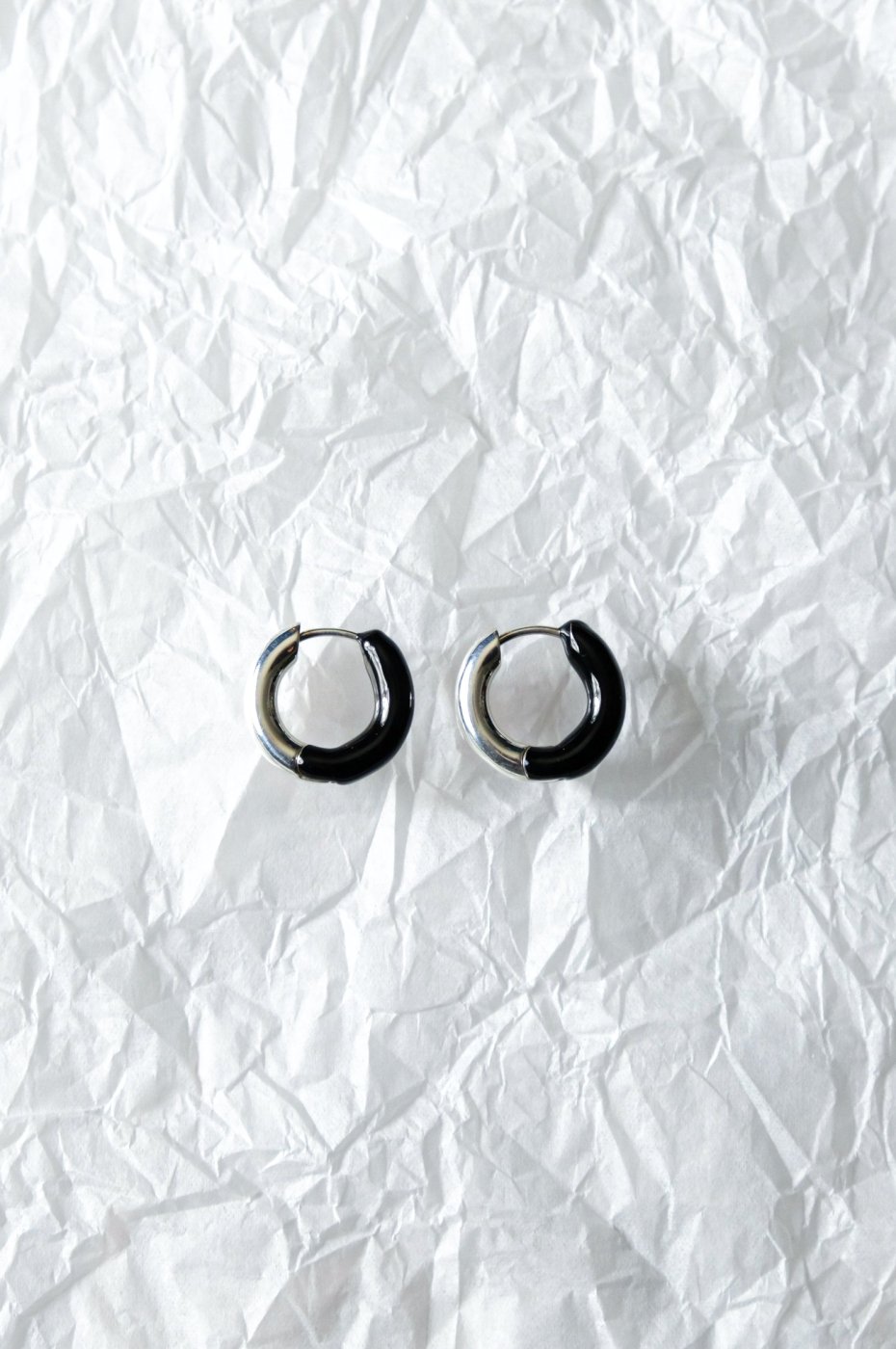 R.ALAGAN 饬-DIPPED TINY ALL ROUND HOOPS SILVERBLACK-