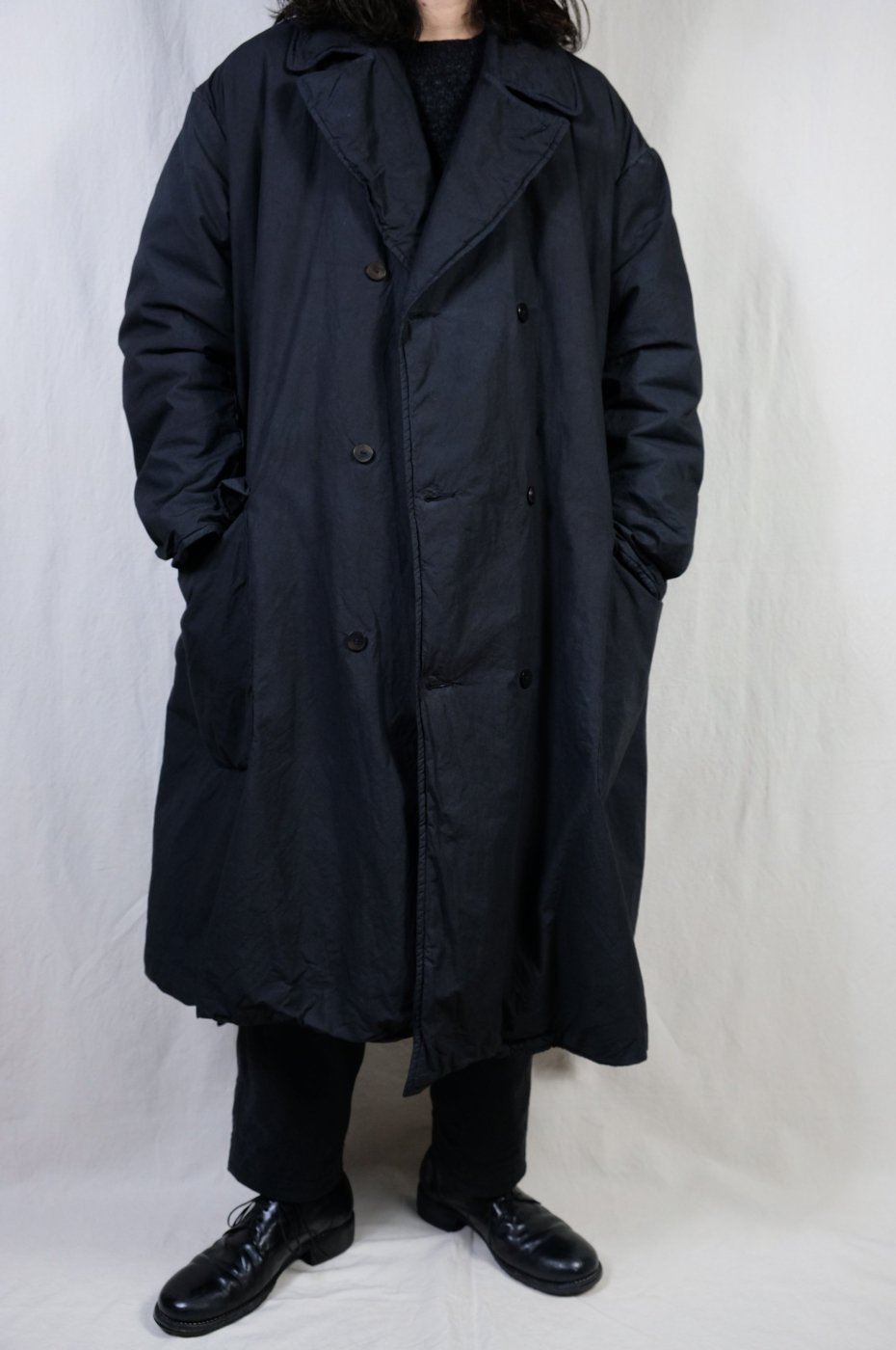 Chez VIDALENC-シェヴィダレンク-Coat Mac Padded / Cotton Cambric-BLACK - LOCALERS