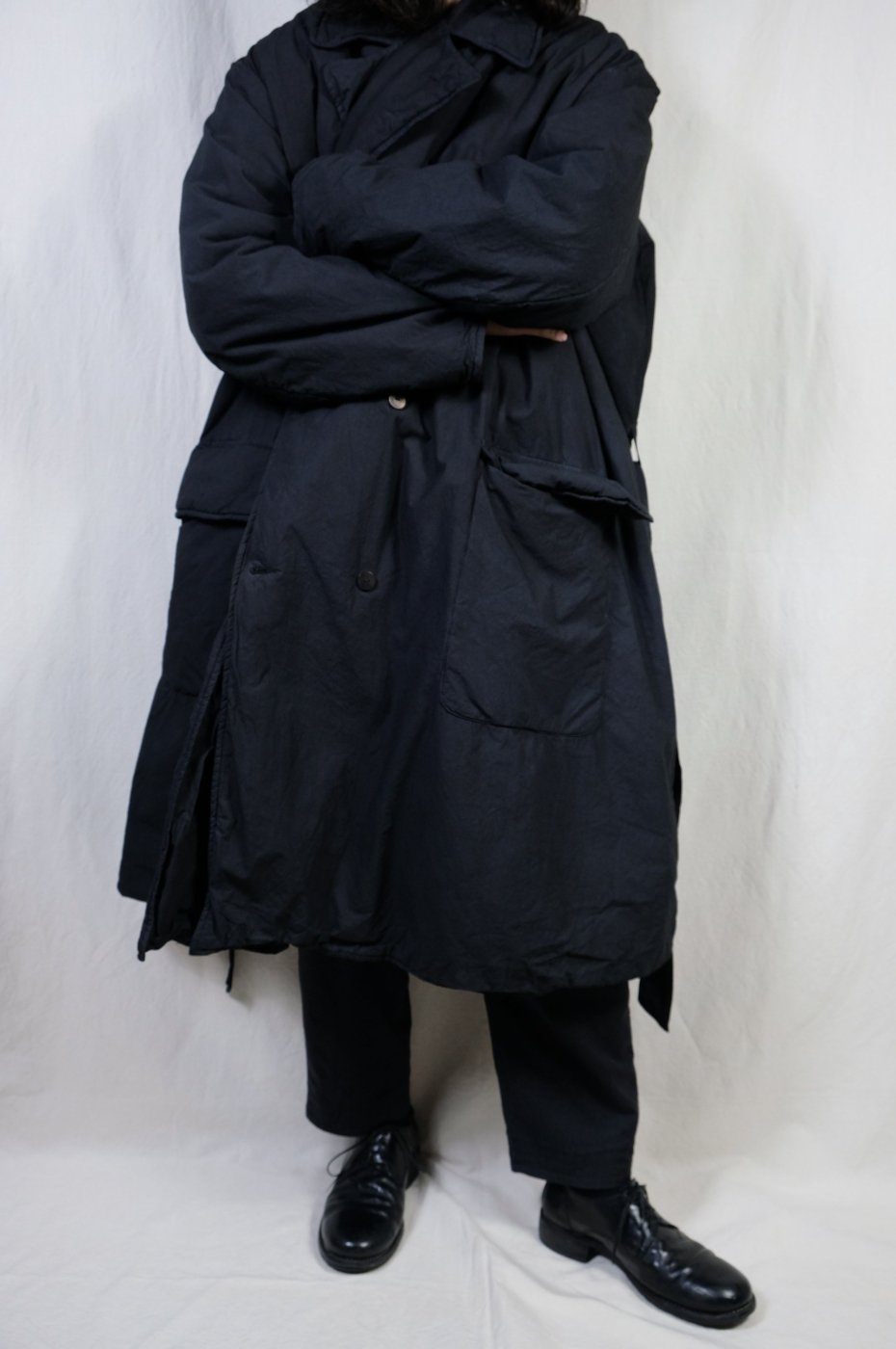 Chez VIDALENC-シェヴィダレンク-Coat Mac Padded / Cotton Cambric-BLACK - LOCALERS