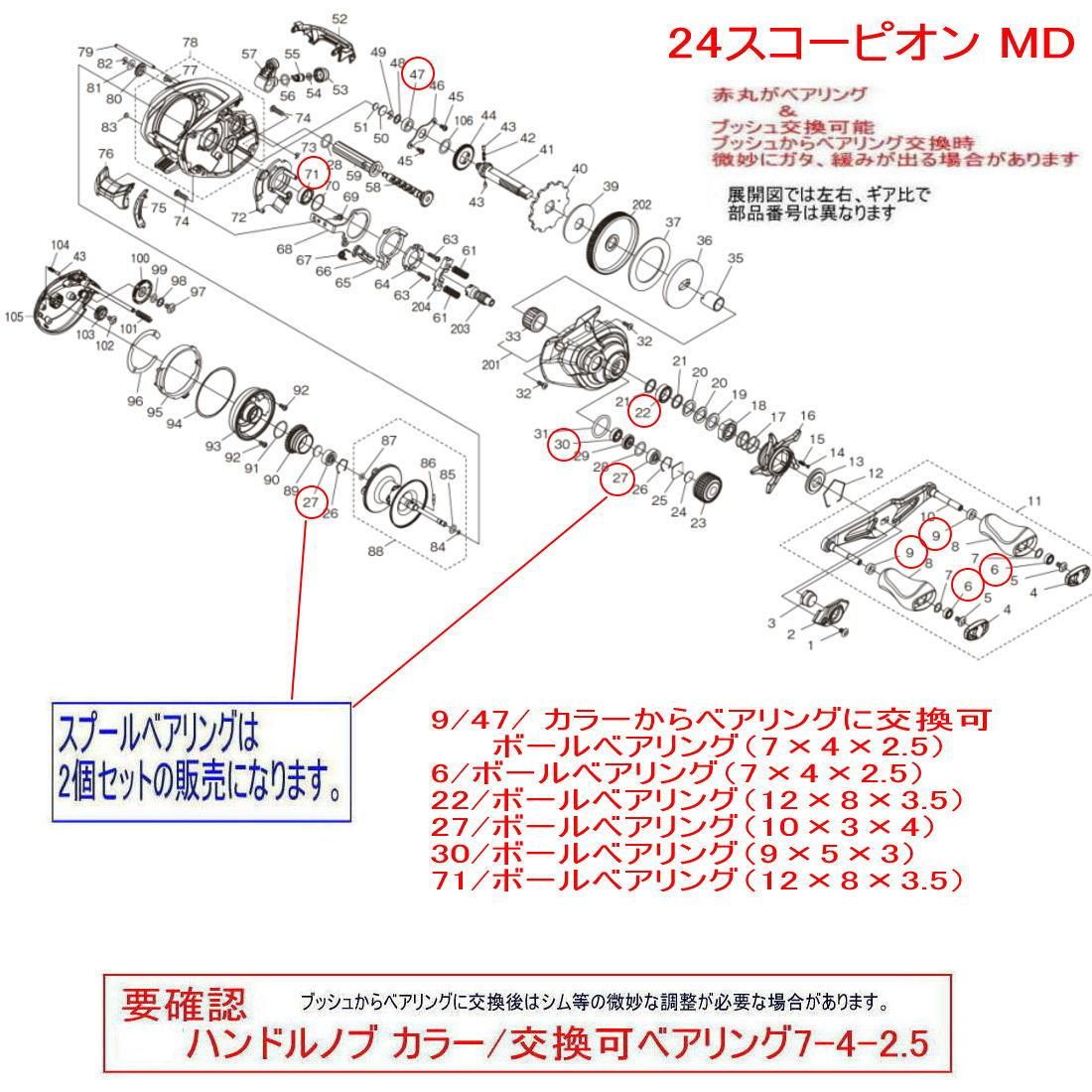 シマノ 24 スコーピオン MD シリーズ セラミックボール