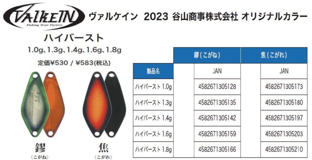 ヴァルケイン ハイバースト1.4g「谷山オリカラ」- 釣具 Ａｎｙ(アニー