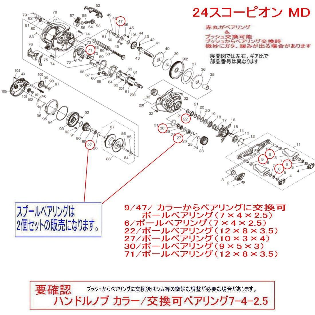 シマノ 24 スコーピオン MD 錆びない ベアリング シマノ