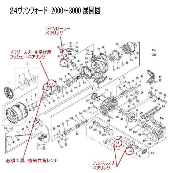 シマノ 24,20 ヴァンフォード ラインローラー セラミックボール