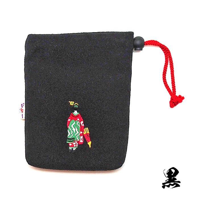 京都 清水茶わん坂 和雑貨、和小物の一布や 刺繍入り ミニ巾着 舞妓