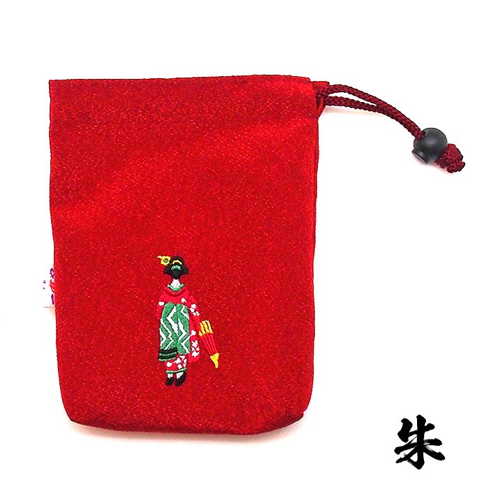 京都 清水茶わん坂 和雑貨、和小物の一布や 刺繍入り ミニ巾着 舞妓