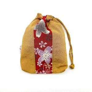 パッチワーク　ミニ巾着【金茶3】