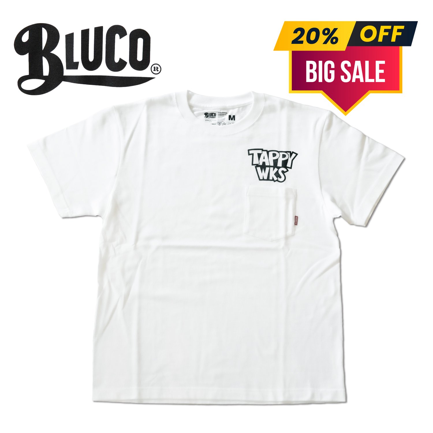 <img class='new_mark_img1' src='https://img.shop-pro.jp/img/new/icons43.gif' style='border:none;display:inline;margin:0px;padding:0px;width:auto;' />TAPPY WORKERS × BLUCO T-shirt【Chest pocket】 (WHT / 1サイズ)