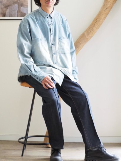 40´sワークシャツのポケットをオマージュ】H.UNIT（エイチユニット）/Chambray big pocket work shirt /Customize/シャンブレー/シャツ/24AW - andraff［アンドラフ］公式ホームページ