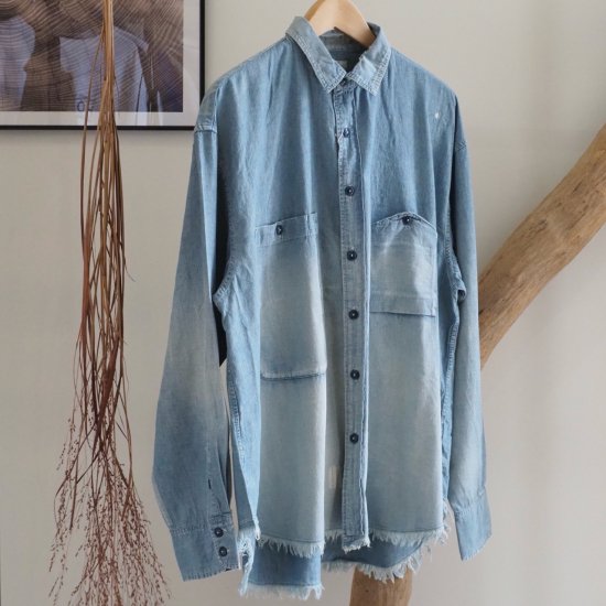 40´sワークシャツのポケットをオマージュ】H.UNIT（エイチユニット）/Chambray big pocket work shirt /Customize/シャンブレー/シャツ/24AW - andraff［アンドラフ］公式ホームページ