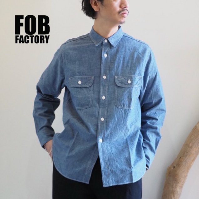 ֥ĤΥ󥰤ľƹۡF.O.B factory(եӡեȥ꡼)/CHAMBRAY WORK SHIRT////