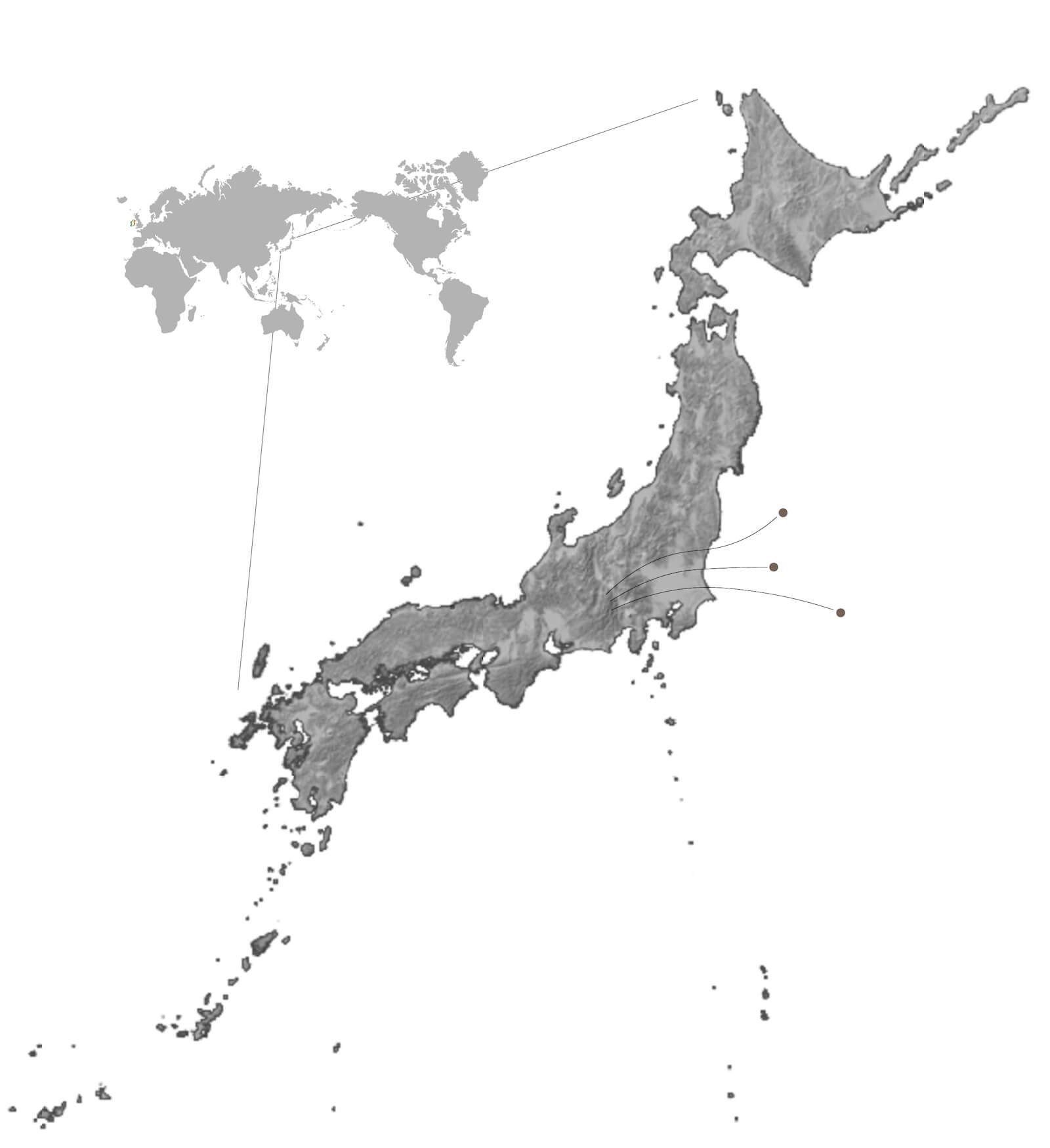 日本の物産販売のマップ