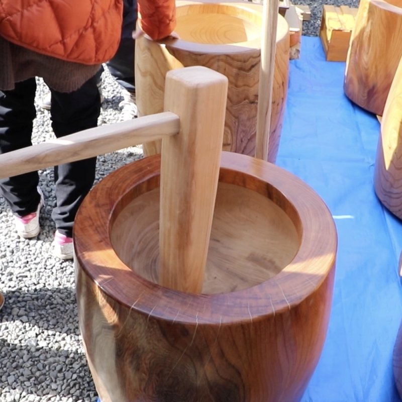 餅 もち 臼 うす 欅 ケヤキ 杵付き 餅つき臼 - 静岡県のその他