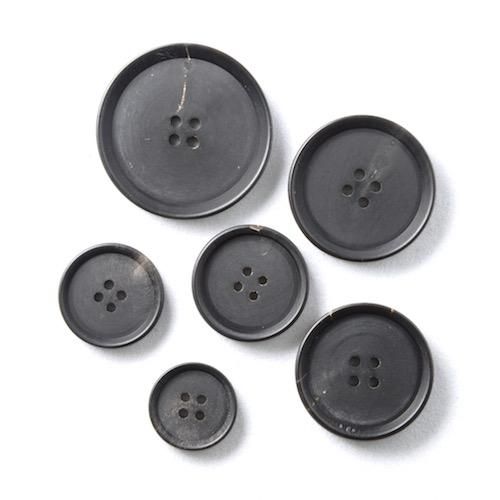 希少✨アンティーク水牛ボタン6コ〈ミタケボタン〉 水牛ボタン・黒 マット-MITAKE BUTTONS