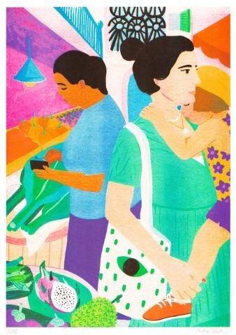 Marie Pellet イラストプリント作品 バンコクマーケット Marie Pellet イラストプリント作品 バンコクマーケット