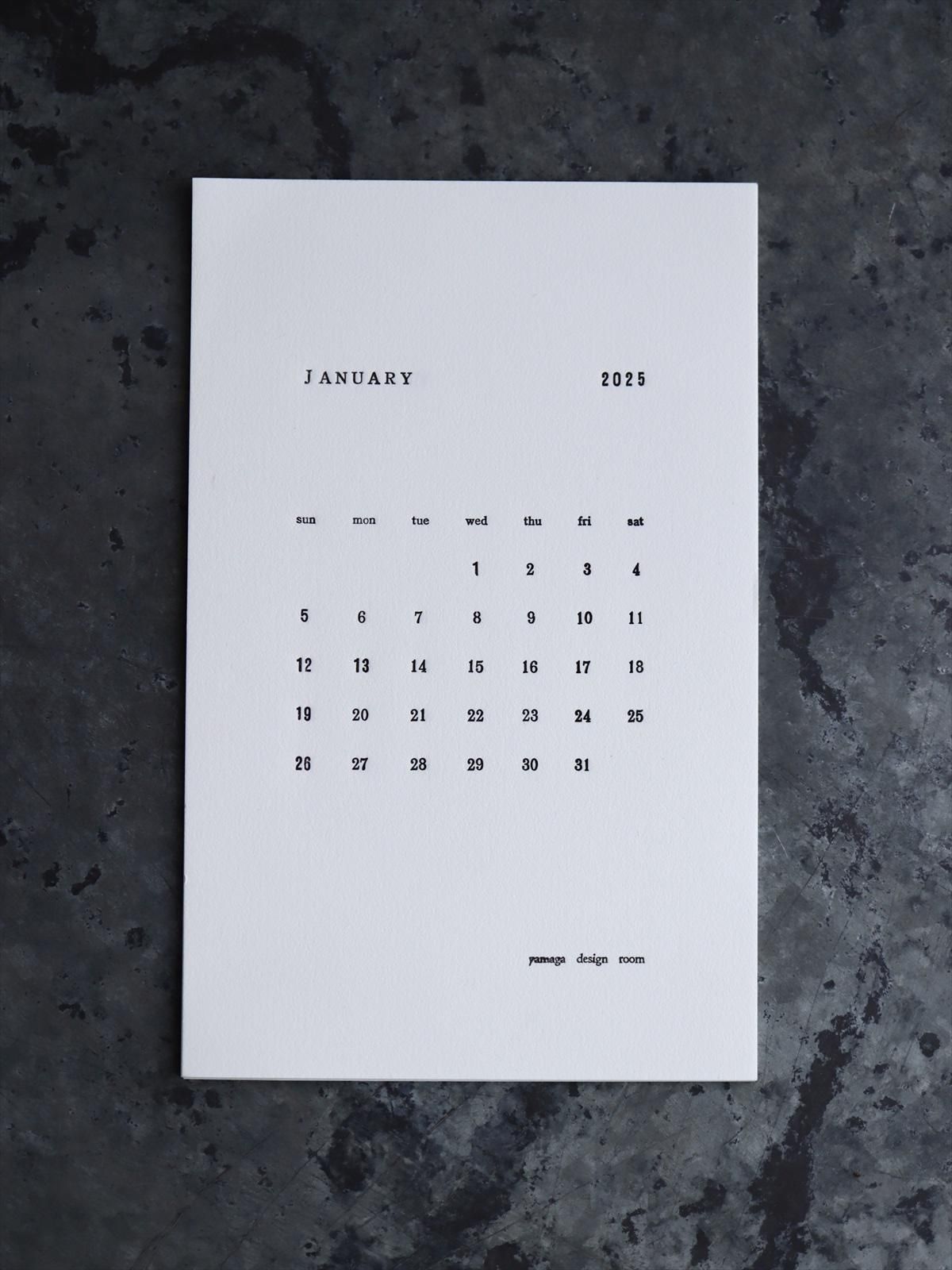 山香デザイン室 calendar 2025 letterpress printing - spica online shop