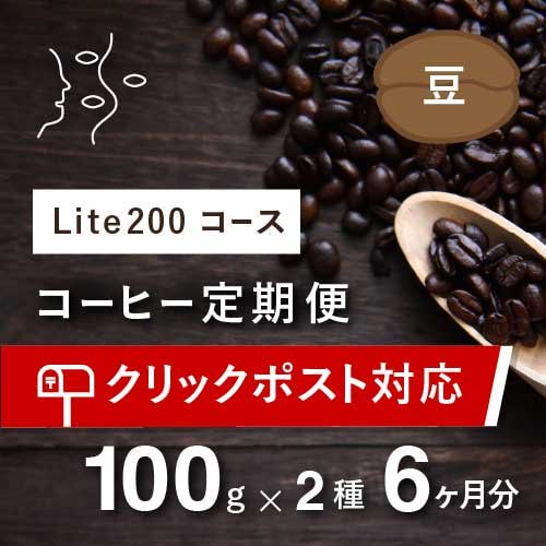 コーヒー定期便 【Liteコース】 毎月100g×2種類  6か月分（豆のまま）