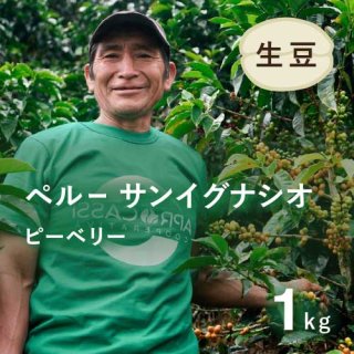 コーヒー生豆 ペルー サンイグナシオ ピーベリー1kg 農薬不使用　