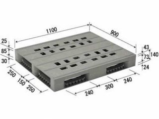 プラスチックパレット900×1100×140mmサンコー製等 15.9kg 黒グレー他。