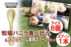 雪国アイス屋（アイスTUBER） 全国の牧場バニラ/ミルク 食べ比べ+アイスクリーム専用スプーン セット(6個+1本)
