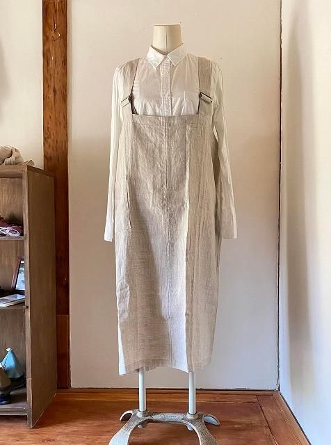 エフスタイル エプロン 生成り F/style 亀田縞のエプロン ｜くらすこと