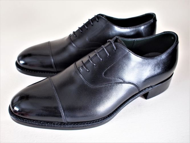 キャップトゥオックスフォード ラバーソール ブラック 24.5cm（在庫あり） - オーダメイド革靴販売・高級紳士革靴通販　Pancia（パンチャ）