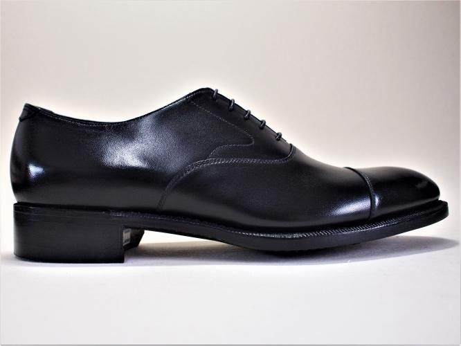 キャップトゥオックスフォード ラバーソール ブラック 25.0cm (ハンドソーンウェルテッド製法/在庫あり)