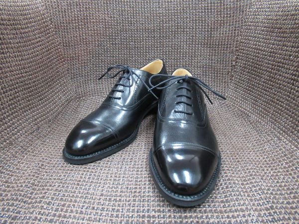 P022 エッグトゥ パンチドキャップトゥオックスフォード +スーパーライトソール 24.5cm ブラック　 -  オーダメイド革靴販売・高級紳士革靴通販　Pancia（パンチャ）