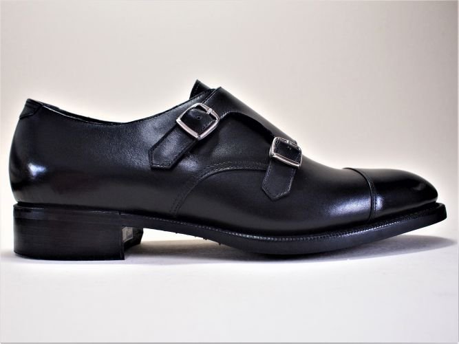 ダブルモンクストラップ ラバーソール ブラック 24.5cm（在庫あり） - オーダメイド革靴販売・高級紳士革靴通販　Pancia（パンチャ）