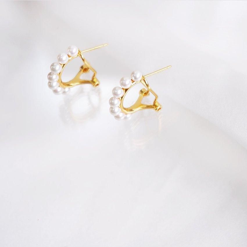 ゴールドピアス パール付き （GONTITI） Fusion white and yellow gold