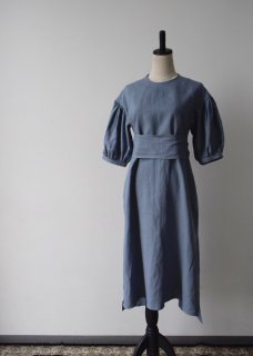 Japan linen puff sleeve dress