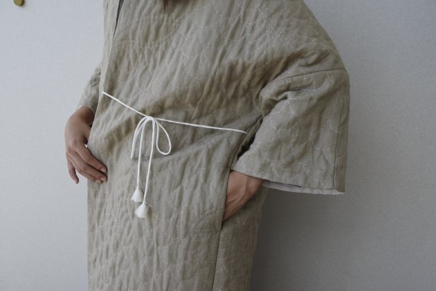 TOWAVASE robe linen - ノーカラージャケット