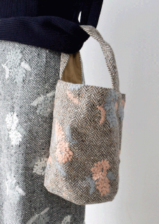 Herringbone wool embroidery bag