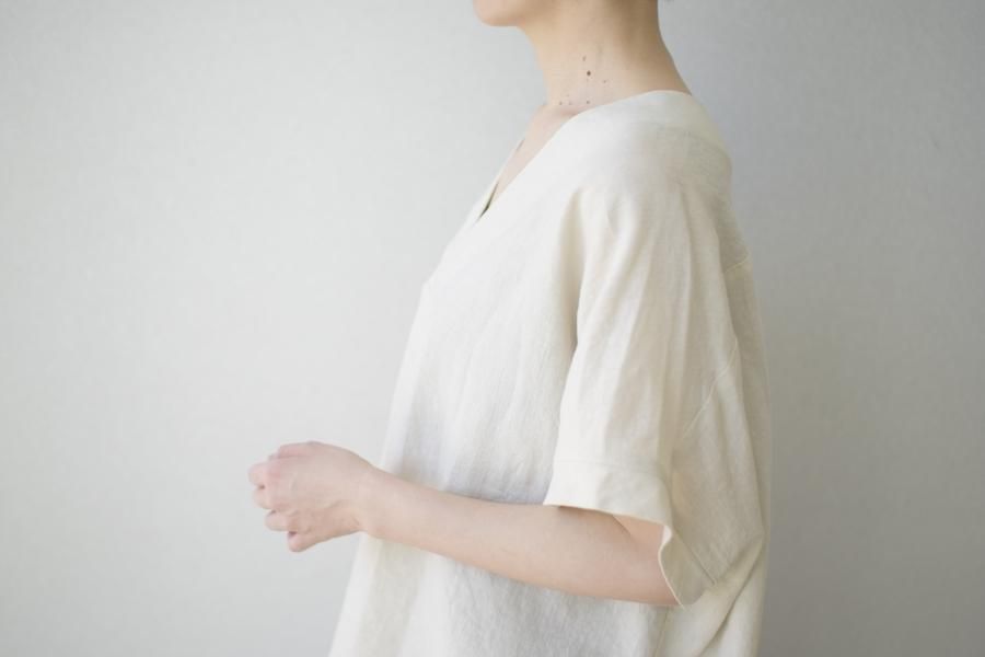 Evam Eva Water Linen V Neck Pullover Ecru M Size | eBay