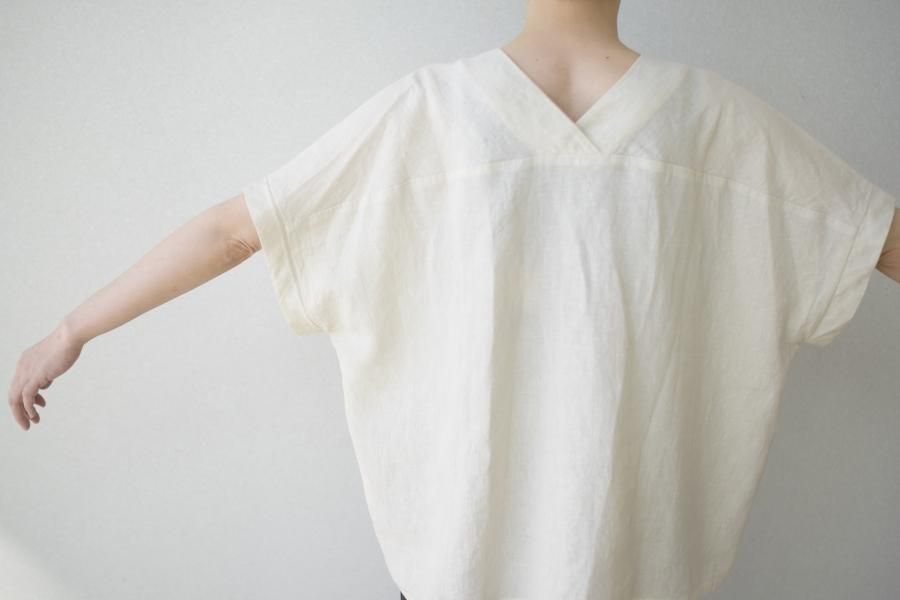 Evam Eva Water Linen V Neck Pullover Blouse Size 1 Ecru | eBay