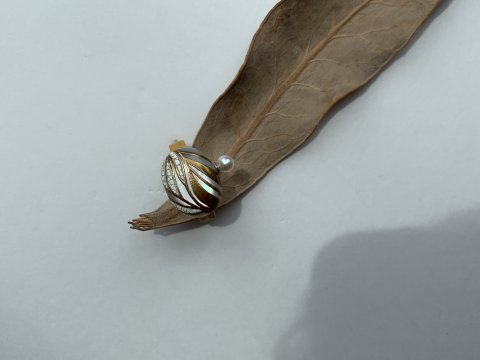 Flow pearl flat-ring(brass/K18GP)