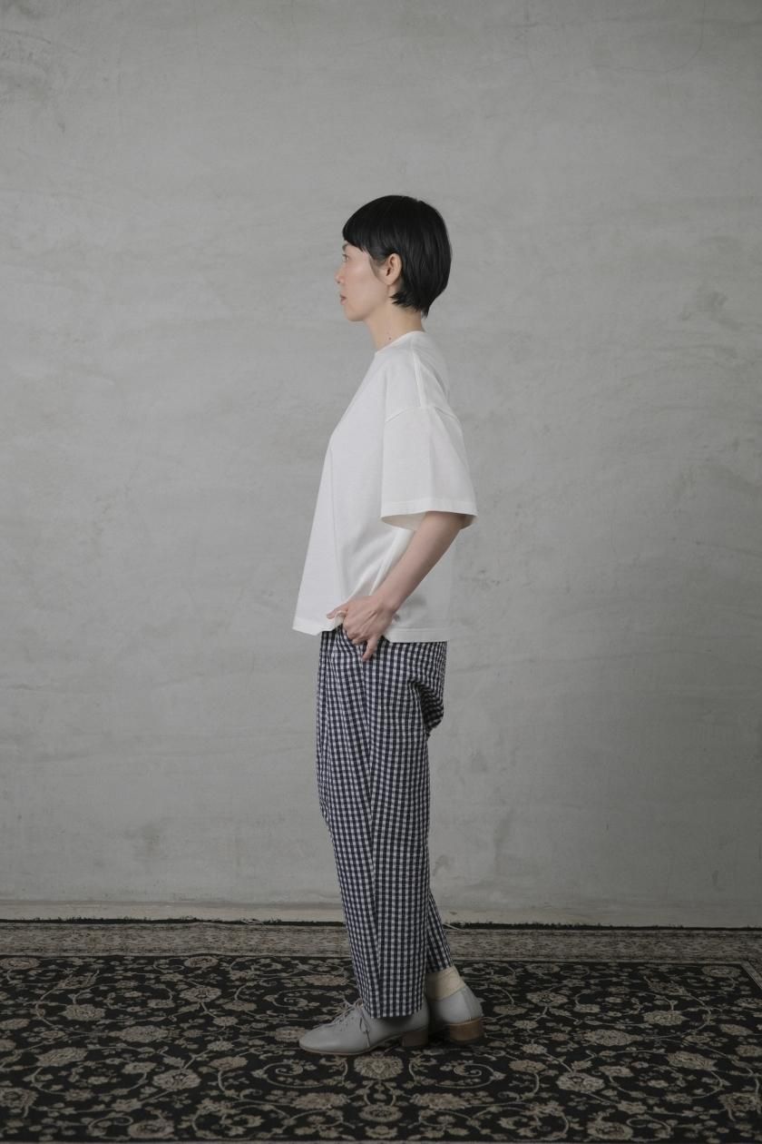 atelier naruse アトリエナルセ　ギンガムチェック　 パンツ　日本製 cotton soccer ~gingham check~ tapered pants - atelier naruse