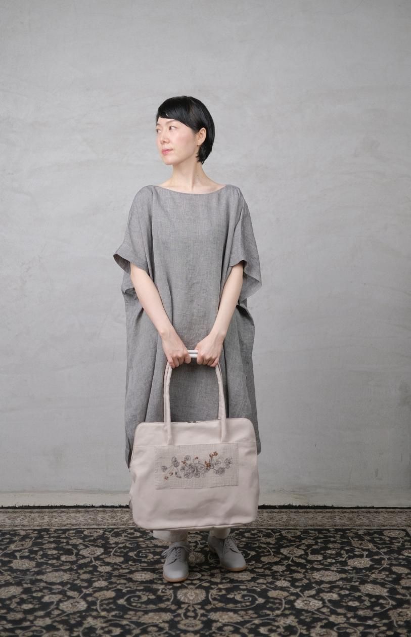 スミレの押し花刺繍バッグ big size - c a b i n e t