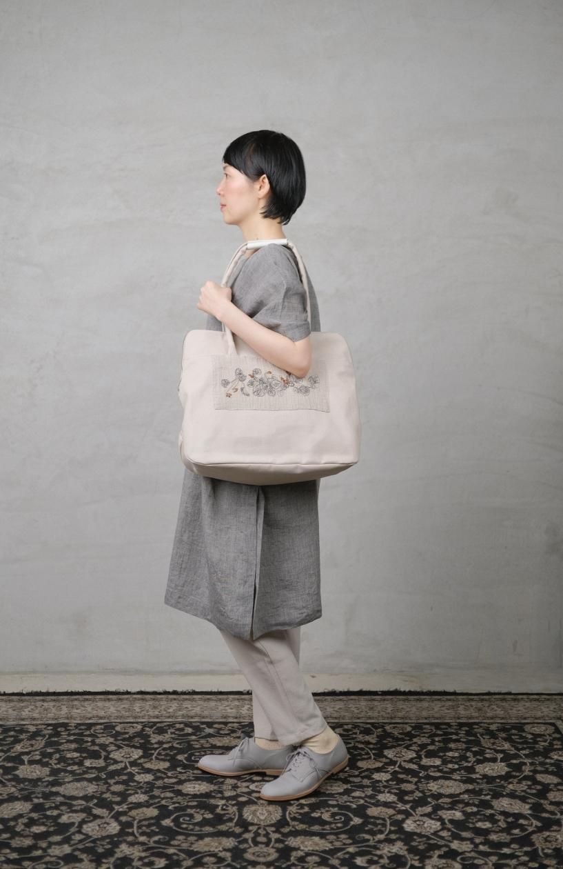 スミレの押し花刺繍バッグ big size - c a b i n e t