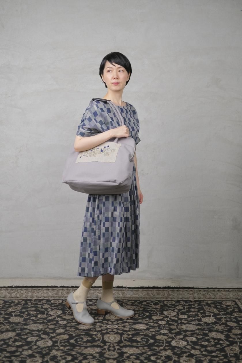 スミレの押し花刺繍バッグ big size - c a b i n e t