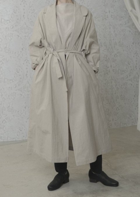 Classic back satin belted coat