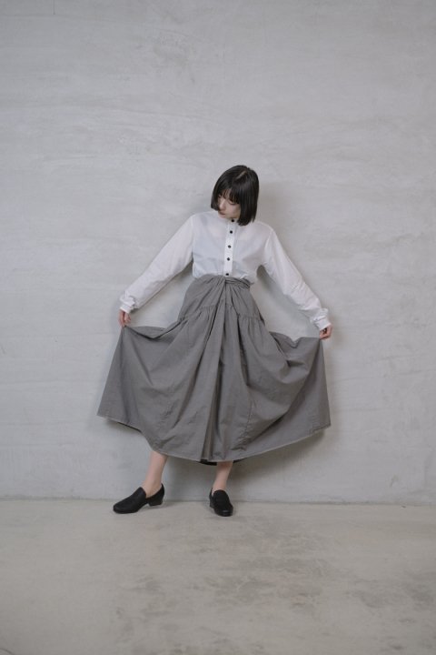 Suvin cotton broadcloth wrapped gather skirt