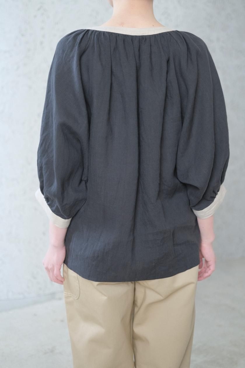 atelier naruse　リネントップス（black) linen no-sleeve blouse +rib - atelier naruse｜Online store