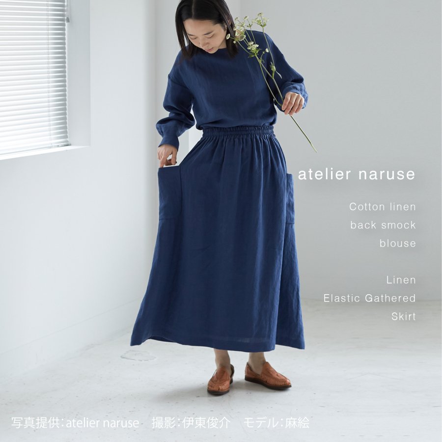 atelier naruse / リネン後ろあきスモックブラウス, - c a b i n e t O N L I N E S T O R E