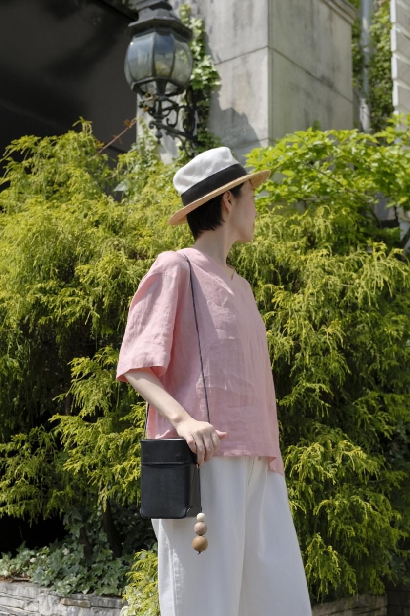 atelier naruse アトリエナルセ　 リネンVネックスモックブラウス linen V neck shirt - atelier naruse｜Online store｜the an
