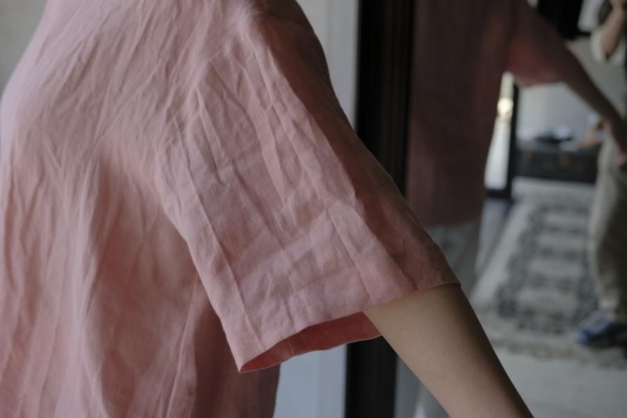 linen V-neck smock blouse - atelier naruse｜Online store｜the an