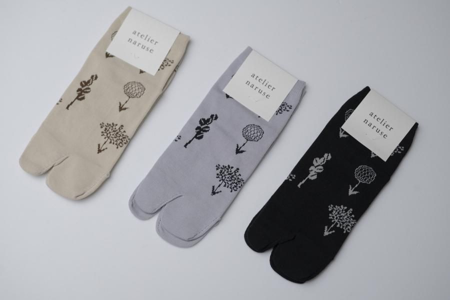 【全品送料無料】 naruse atelier / ショートタビ flower~ ~monotone コットン 靴下・タイツ