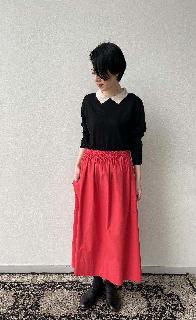 atelier naruse / コットンパッチポケットスカート (red