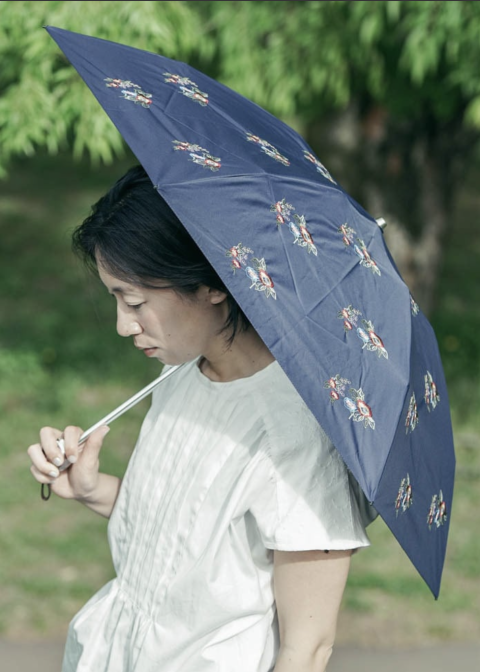 muuc / 野ばら刺繍 折りたたみ傘（晴雨兼用日傘）