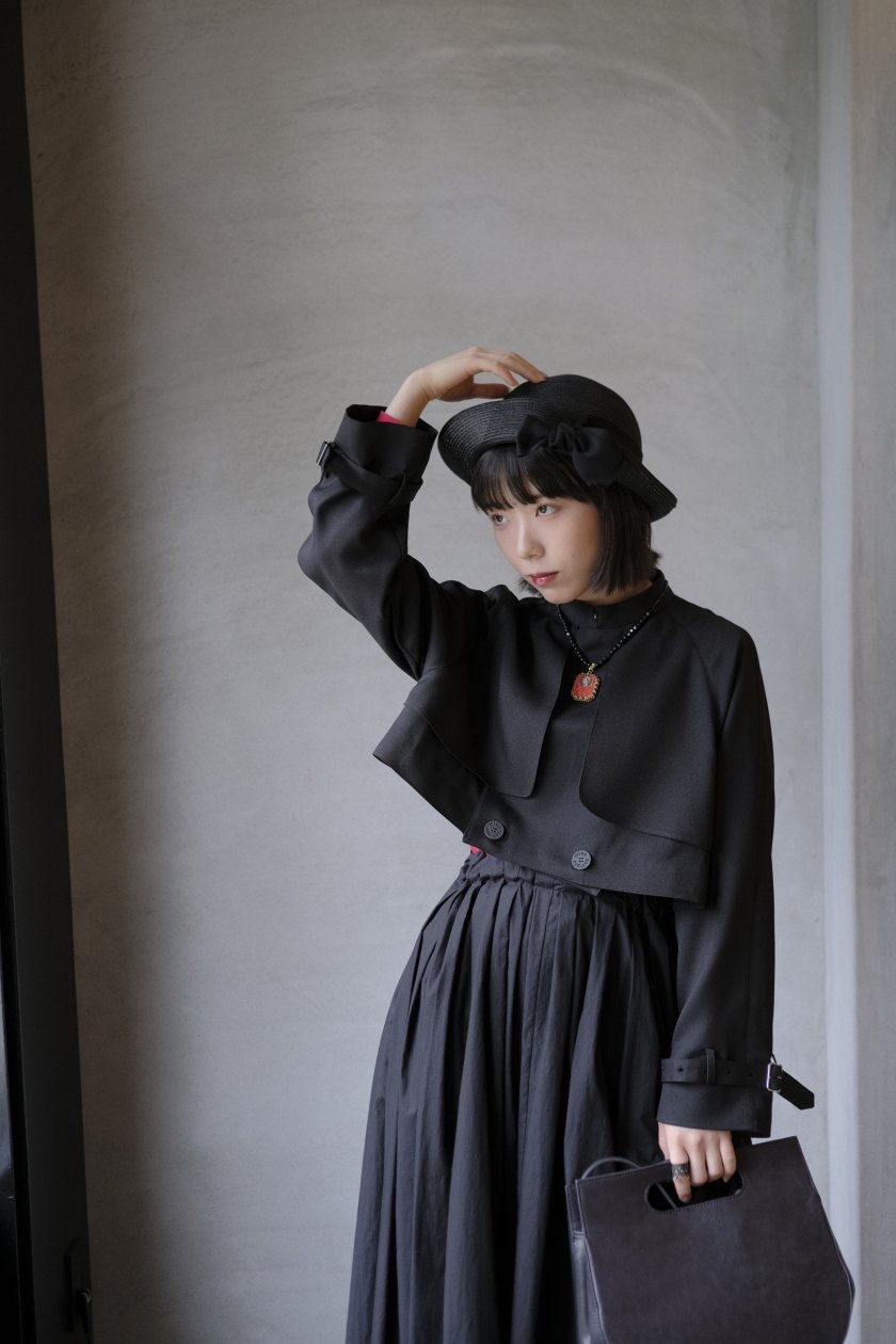 mintdesigns / SHORT TRENCH Black | ミントデザインズ ショートトレンチコート - c a b i n e t O N  L I N E S T O R E