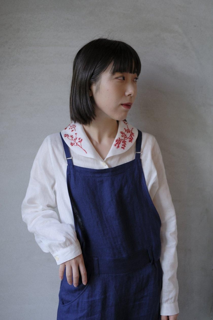 未使用品】アトリエナルセ リネン刺繍ショールカラーブラウス